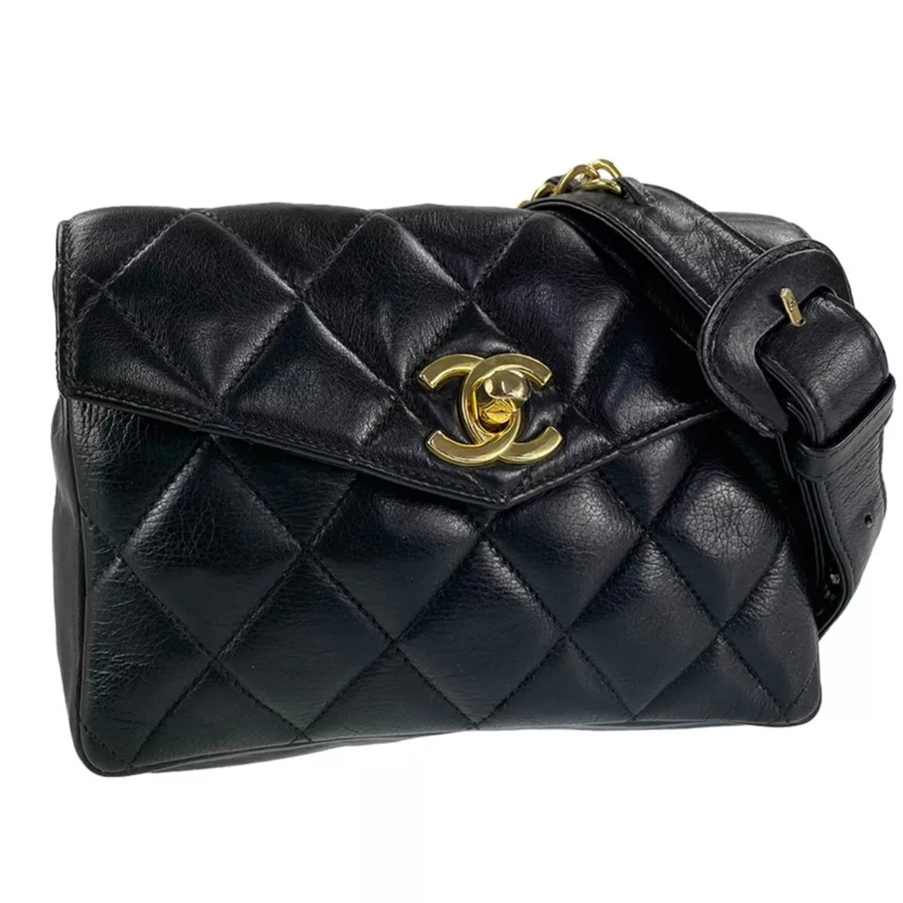 Chanel Matelasse Lambskin Leather Black Waist bag