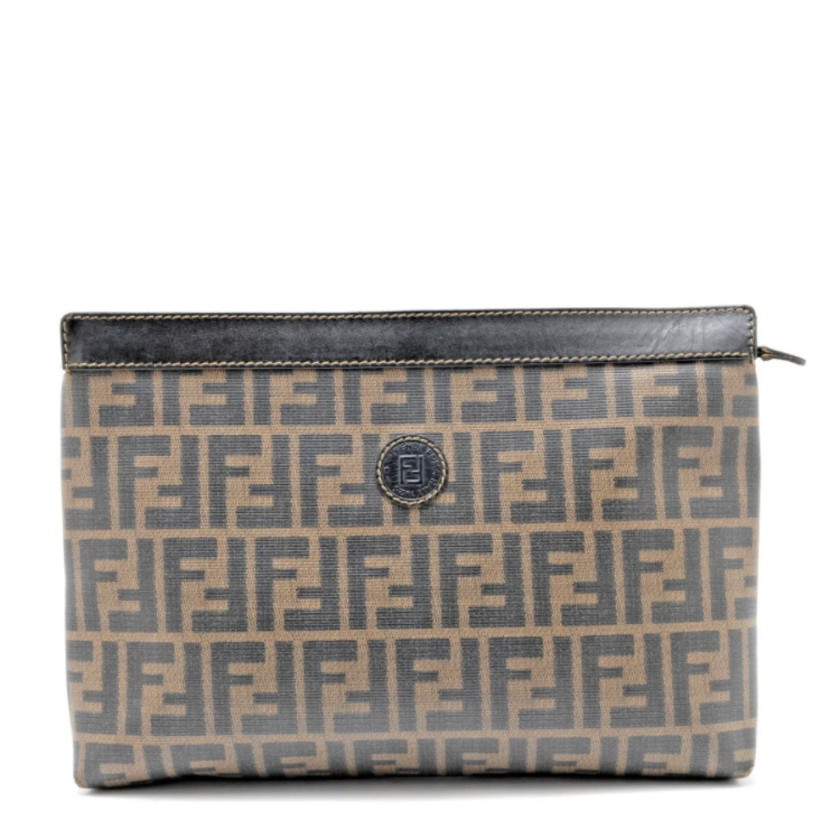 Fendi Zucca Monogram Clutch Bag - Brown, Leather