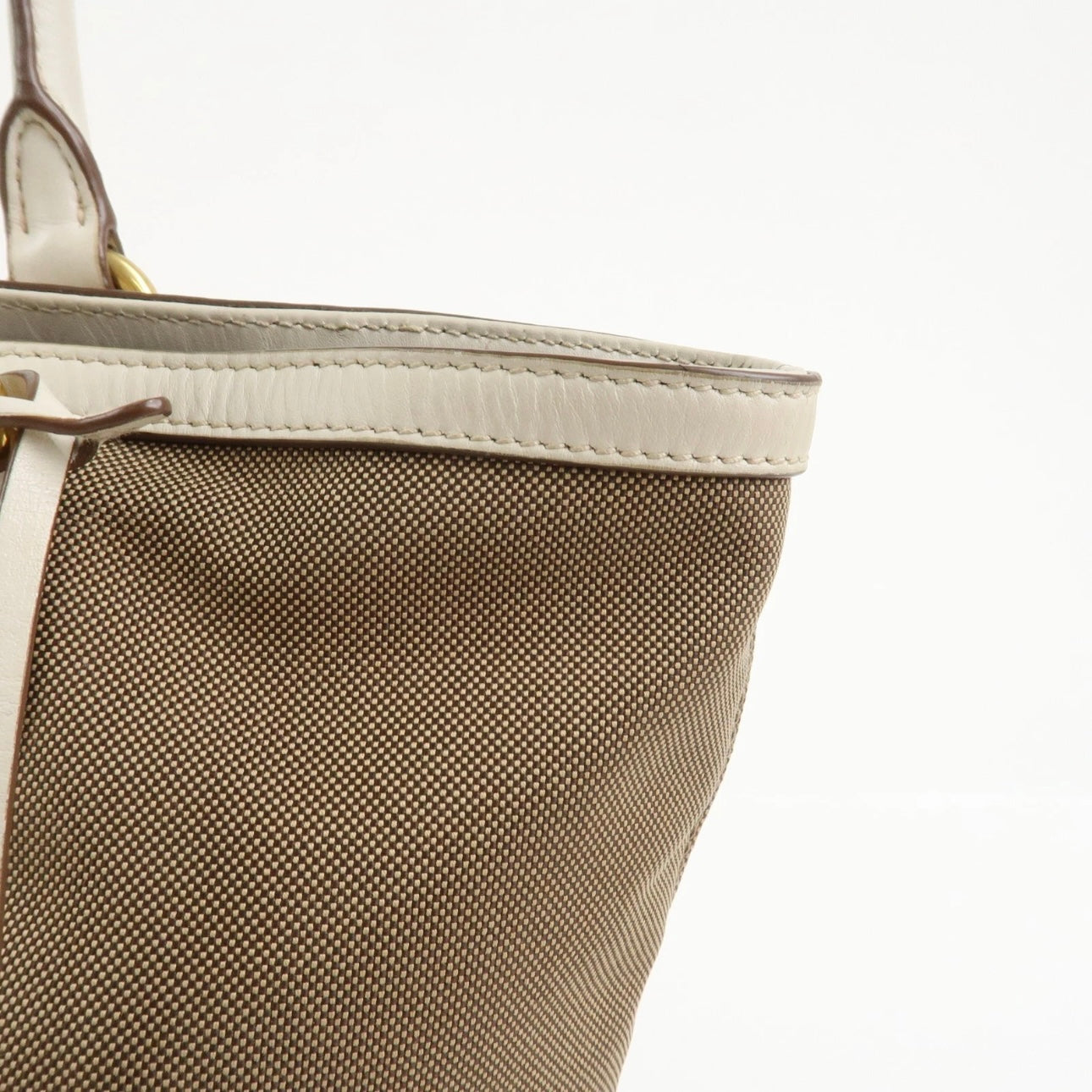 PRADA Jacquard Leather Tote Bag- Beige Ivory