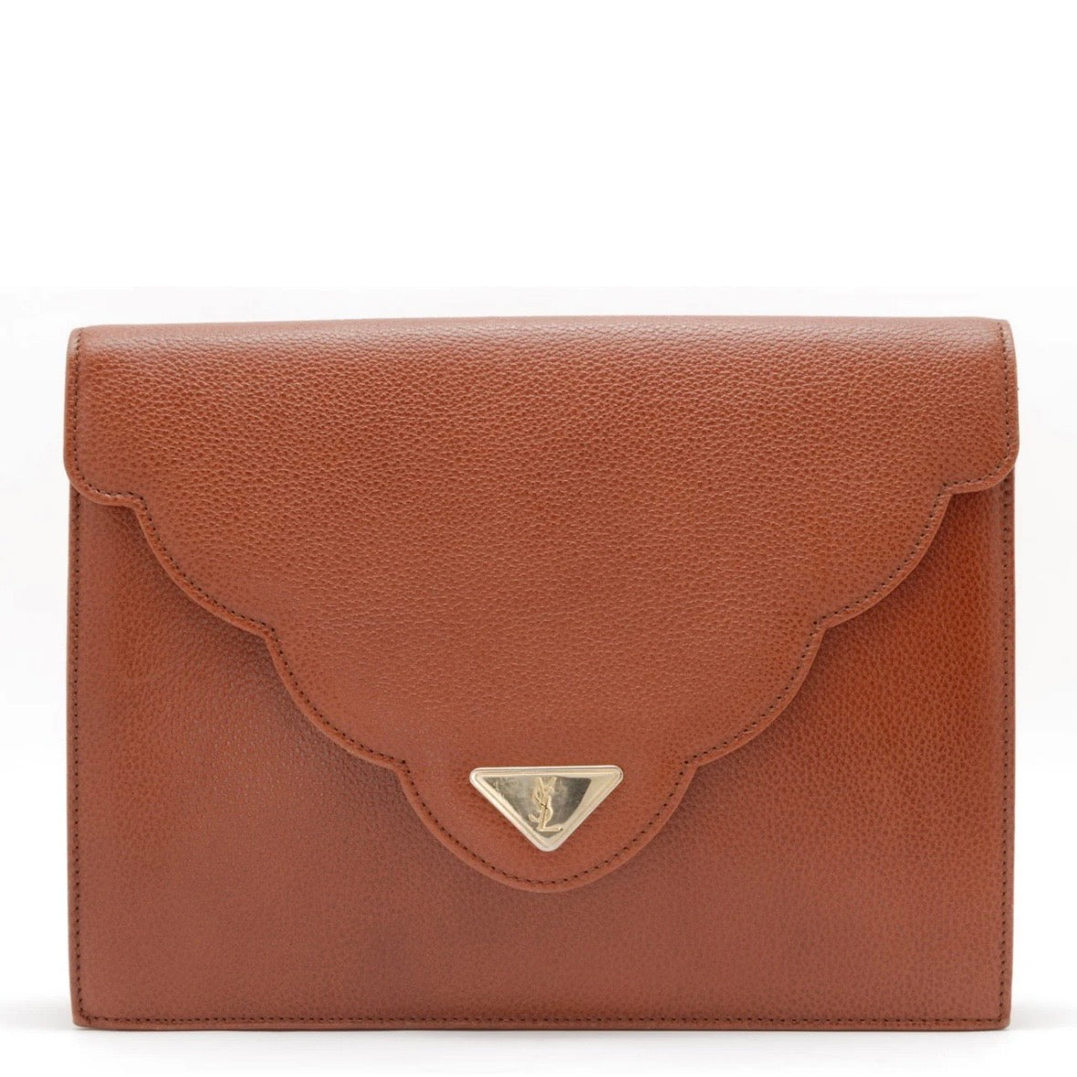 Yves Saint Laurent YSL Logo Clutch - Brown, Leather