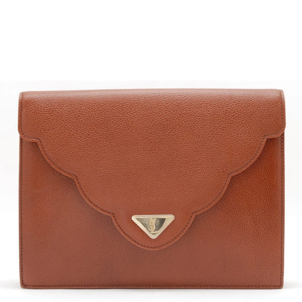 Yves Saint Laurent YSL Logo Clutch - Brown, Leather