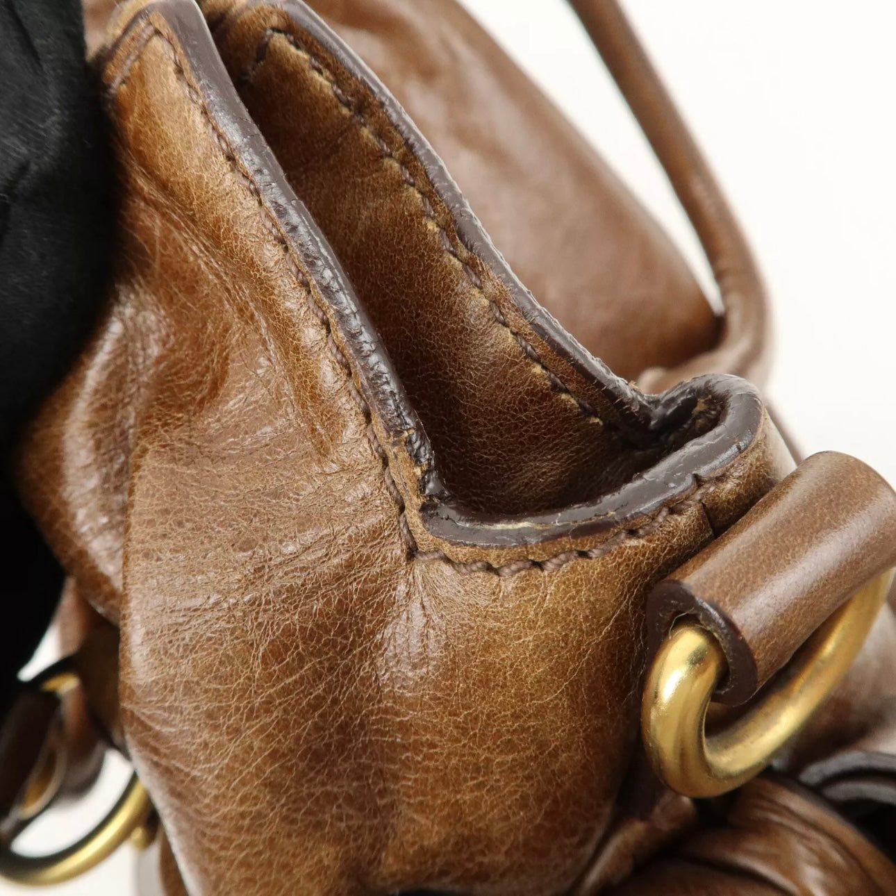 MIU MIU Leather 2Way Bag Shoulder Bag Crossbody Bag Brown