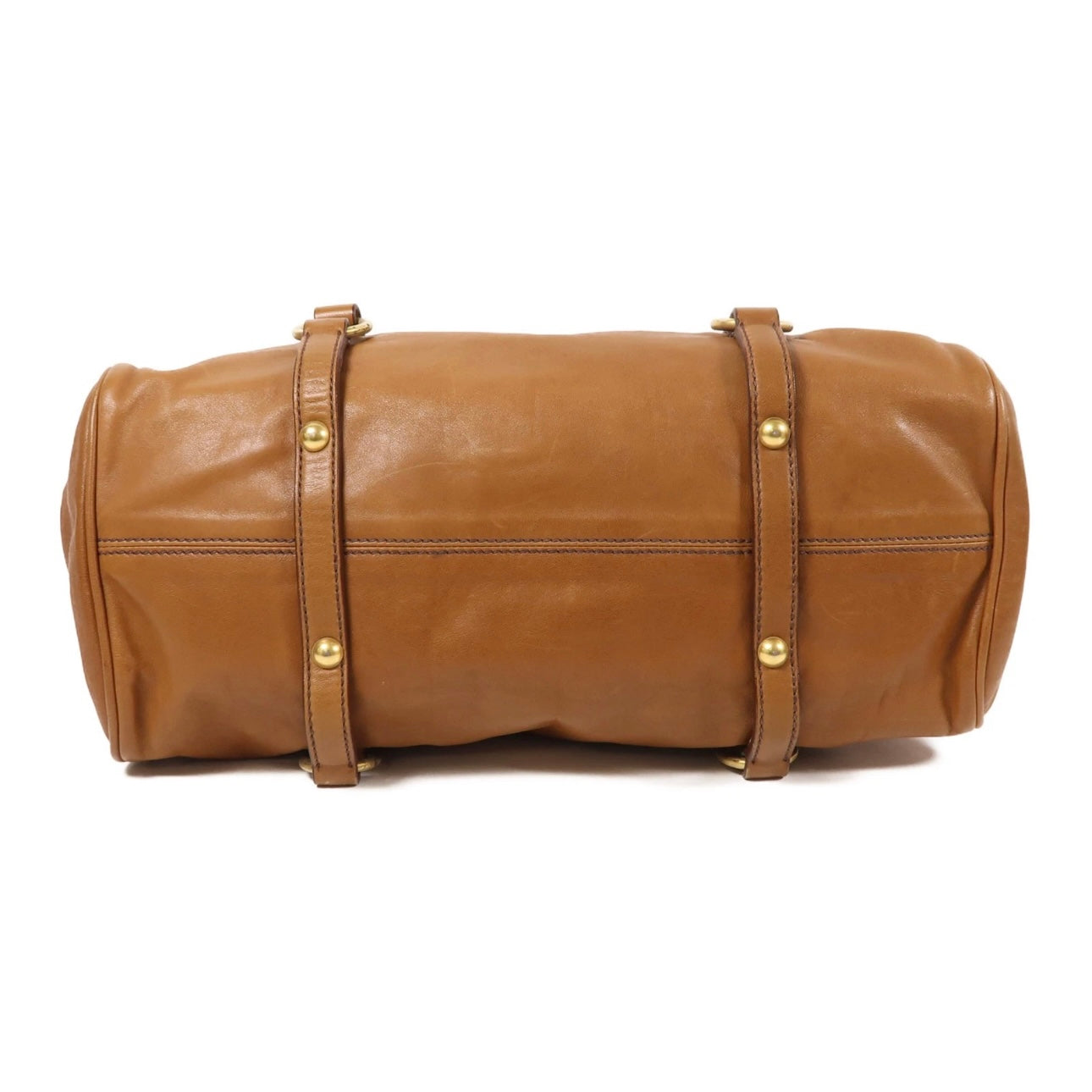 Miu Miu GHW 2 Way Shoulder Bag Calfskin Leather Brown