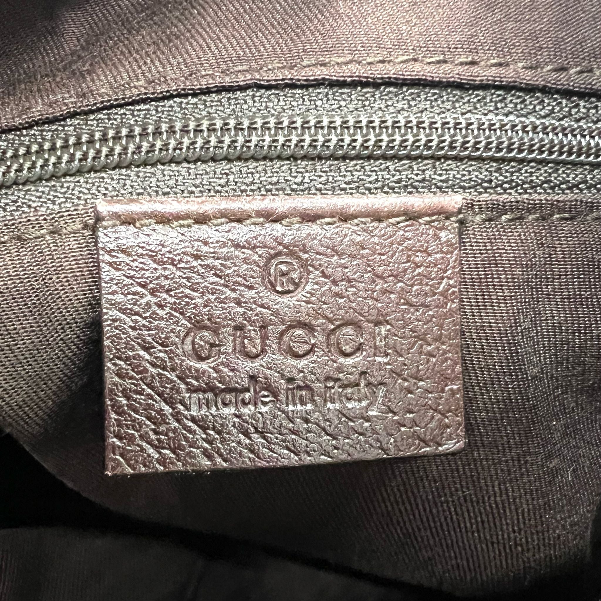 GUCCI ABBEY GG CANVAS LEATHER SHOULDER BAG
