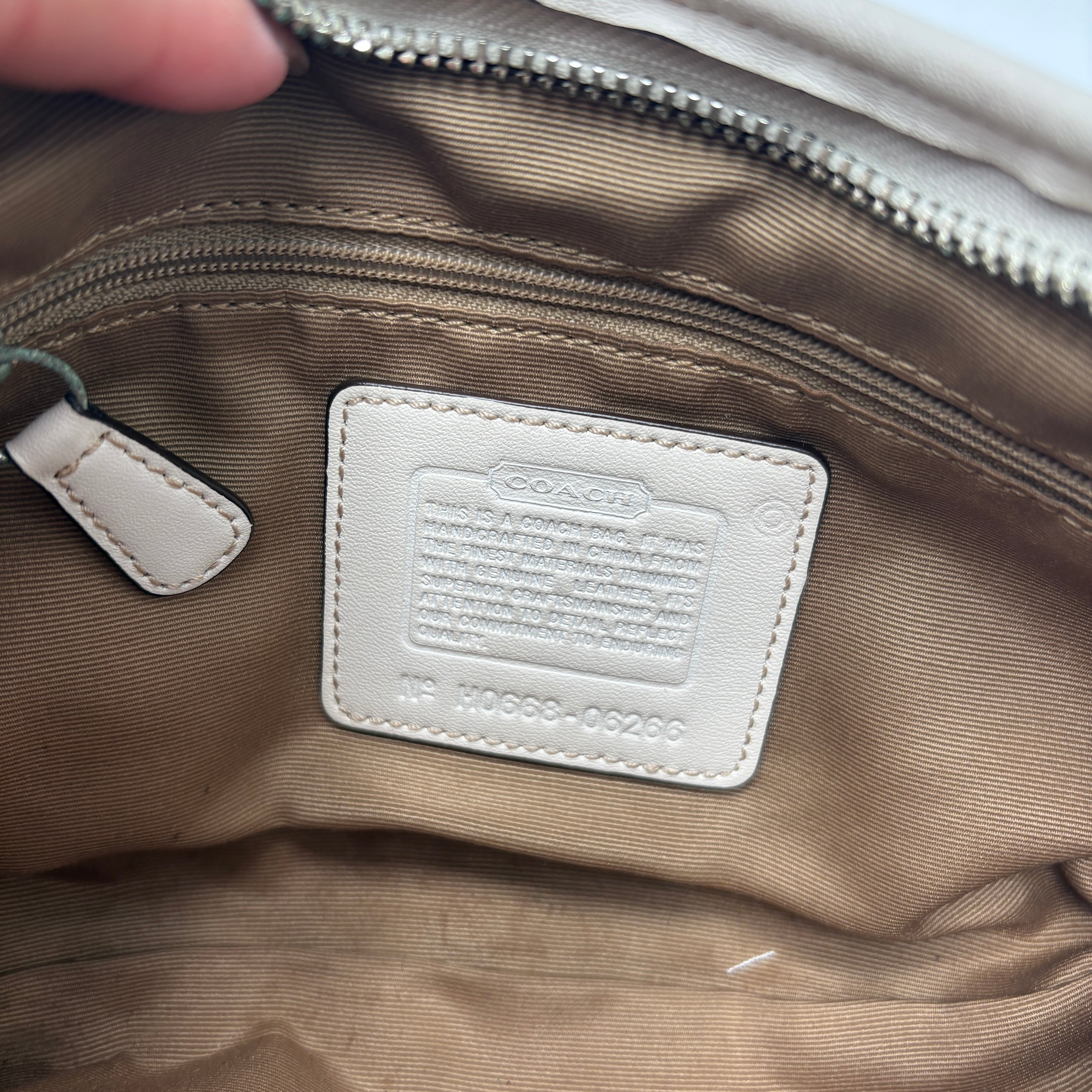 Coach Signature white hobo bag