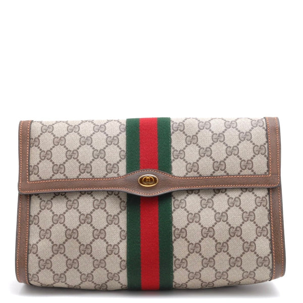 Gucci Sherry Clutch Bag - Beige Brown, PVC
