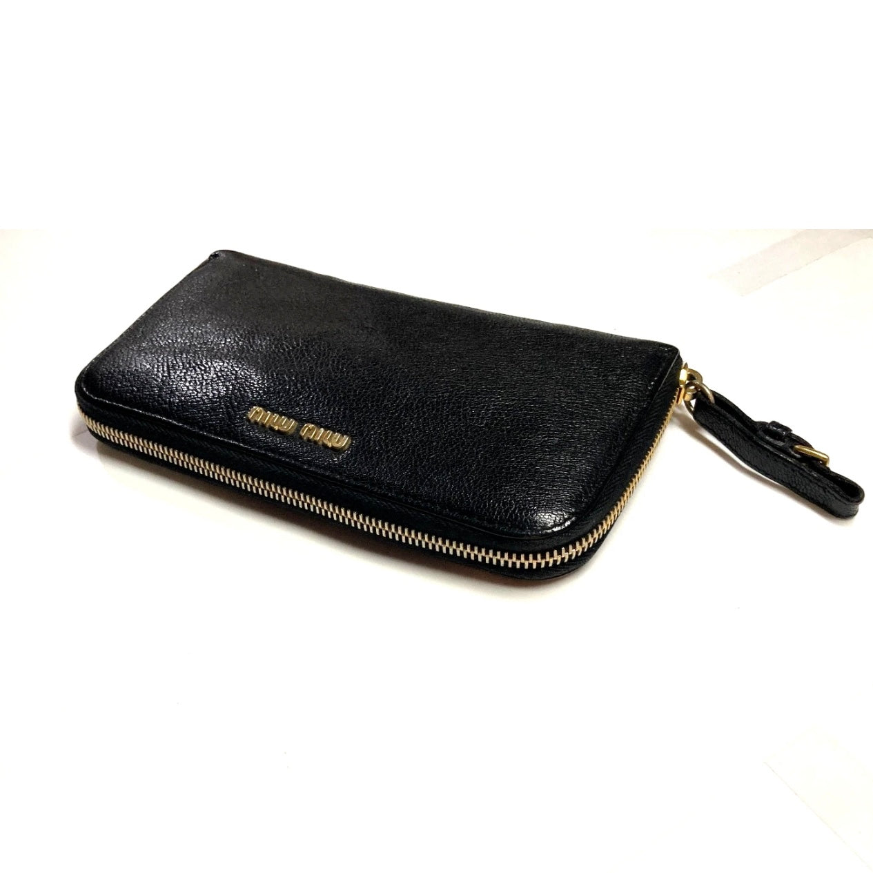MIU MIU VINTAGE ZIP AROUND EMBOSSED LEATHER LONG WALLET