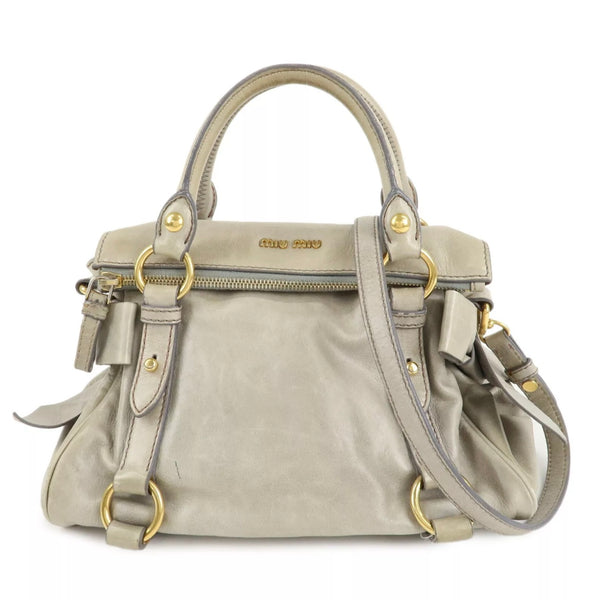 MIU MIU Leather Hand&Shoulder Bag Beige