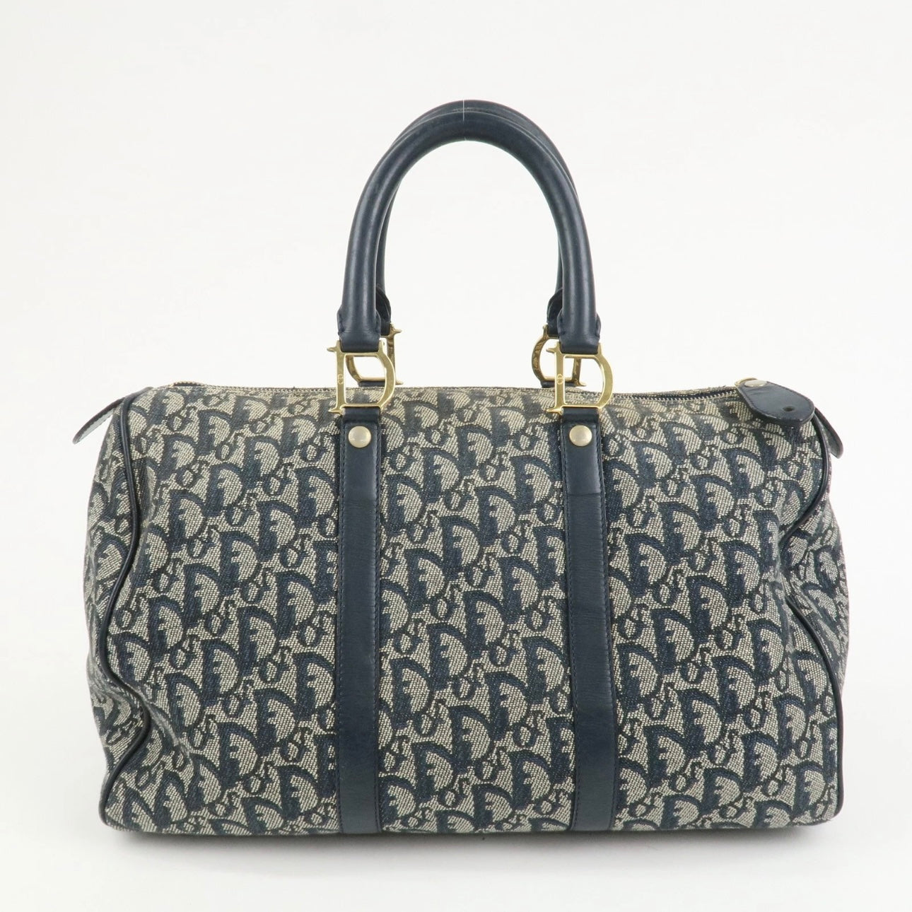 Christian Dior Jacquard Boston-  Navy, Leather.