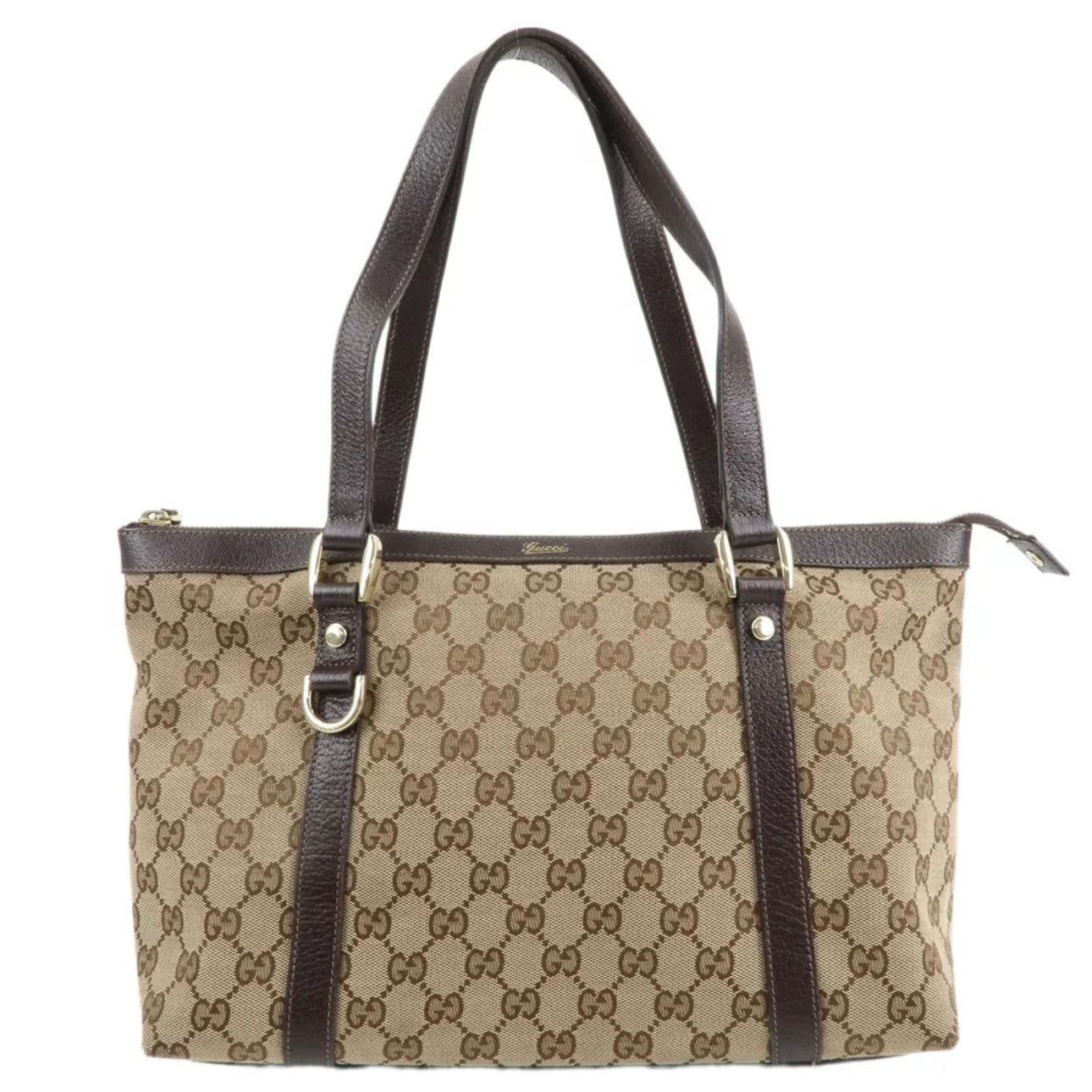 Gucci Abbey GG Canvas Leather Tote Bag