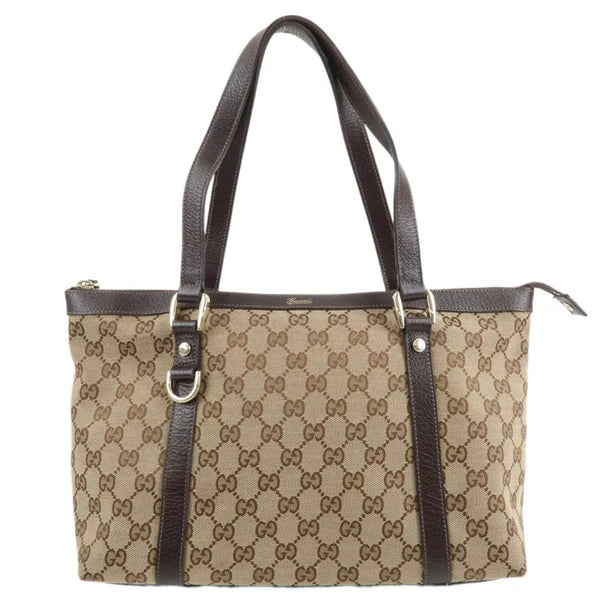 Gucci Abbey GG Canvas Leather Tote Bag