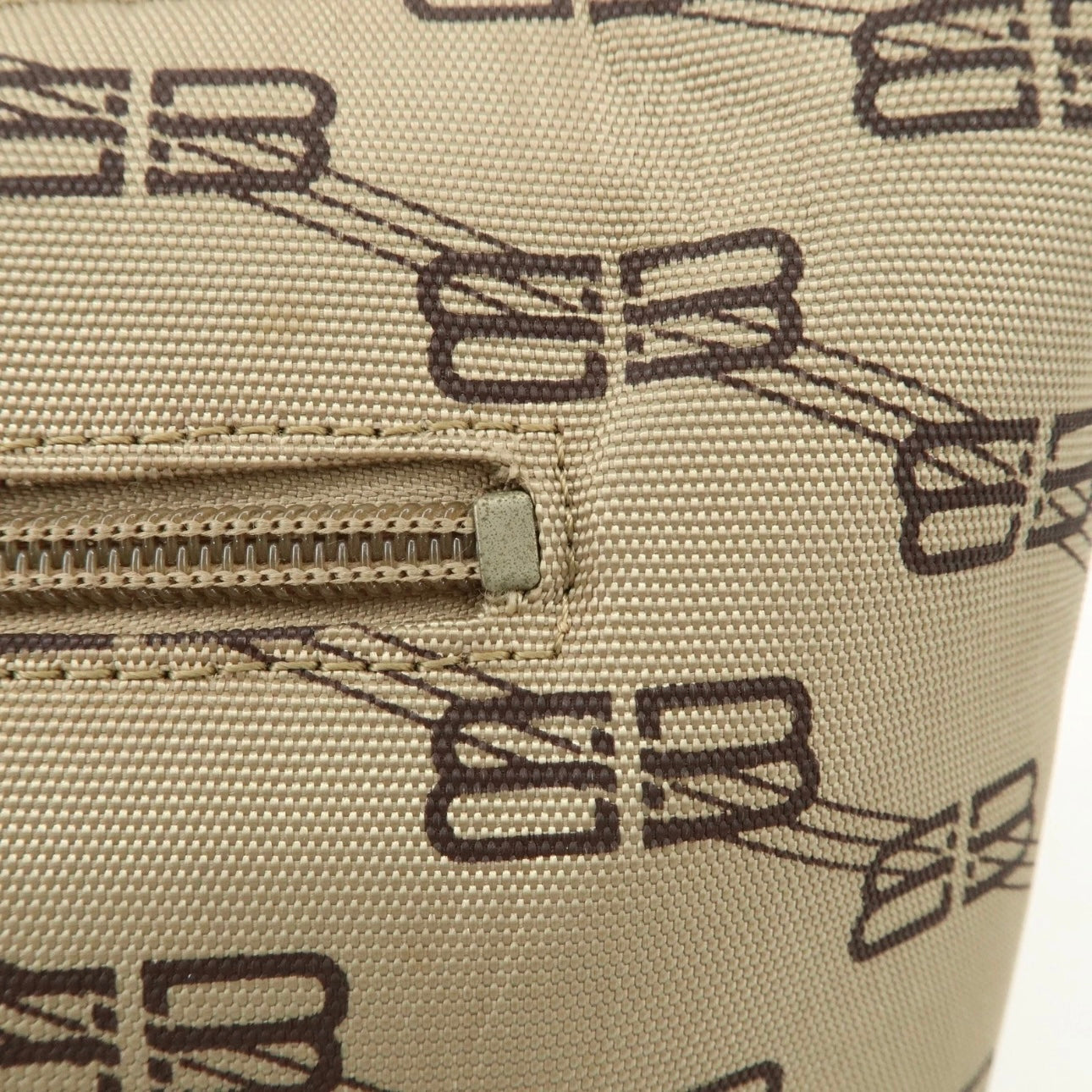 BALENCIAGA Leather Canvas Shoulder Bag