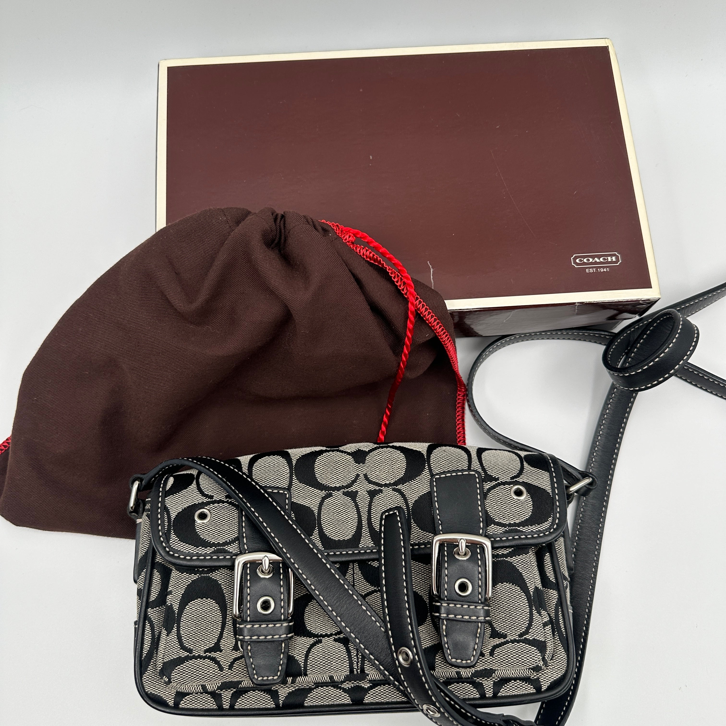 Mini Shoulder Bag Signature Canvas, Leather