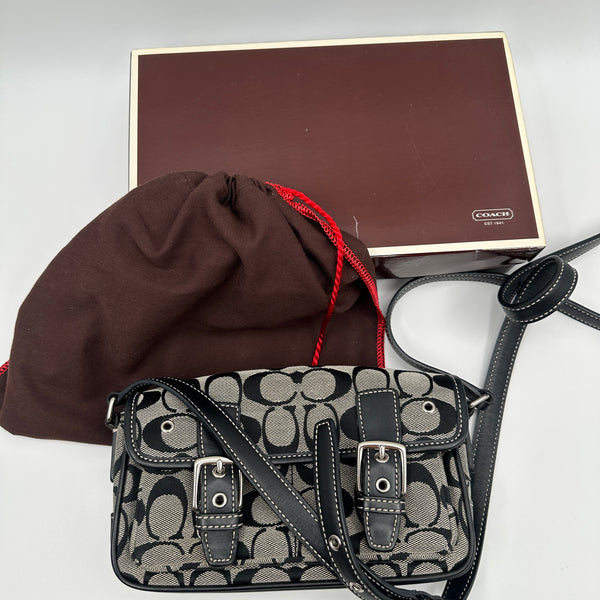 Mini Shoulder Bag Signature Canvas, Leather