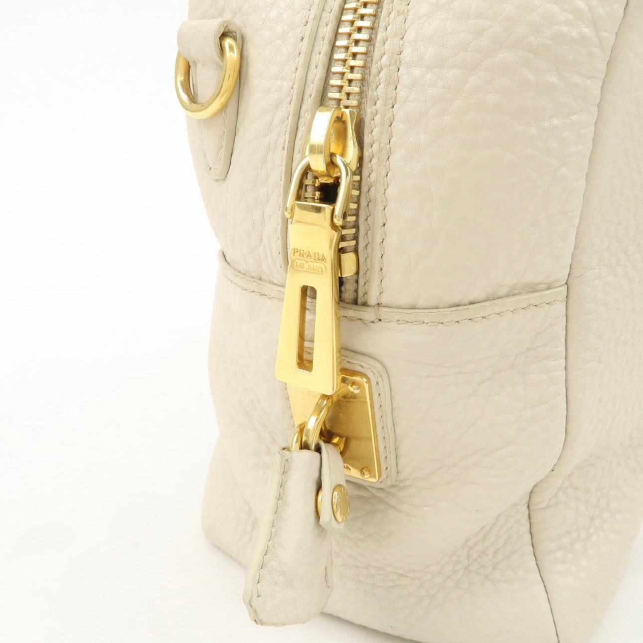 Prada Boston Hand Bag - Ivory, Leather