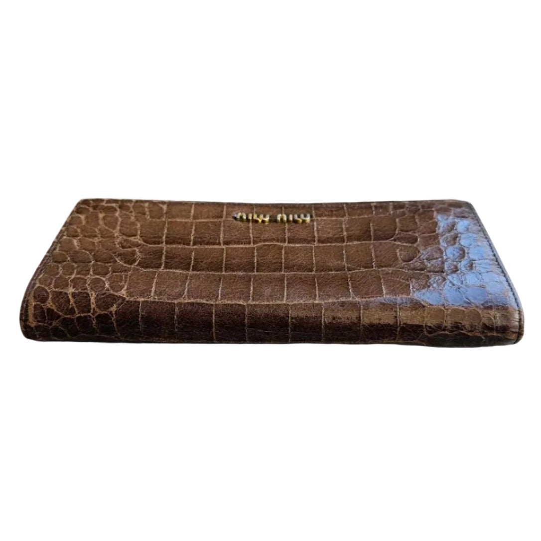 Miu Miu Brown Croco Wallet