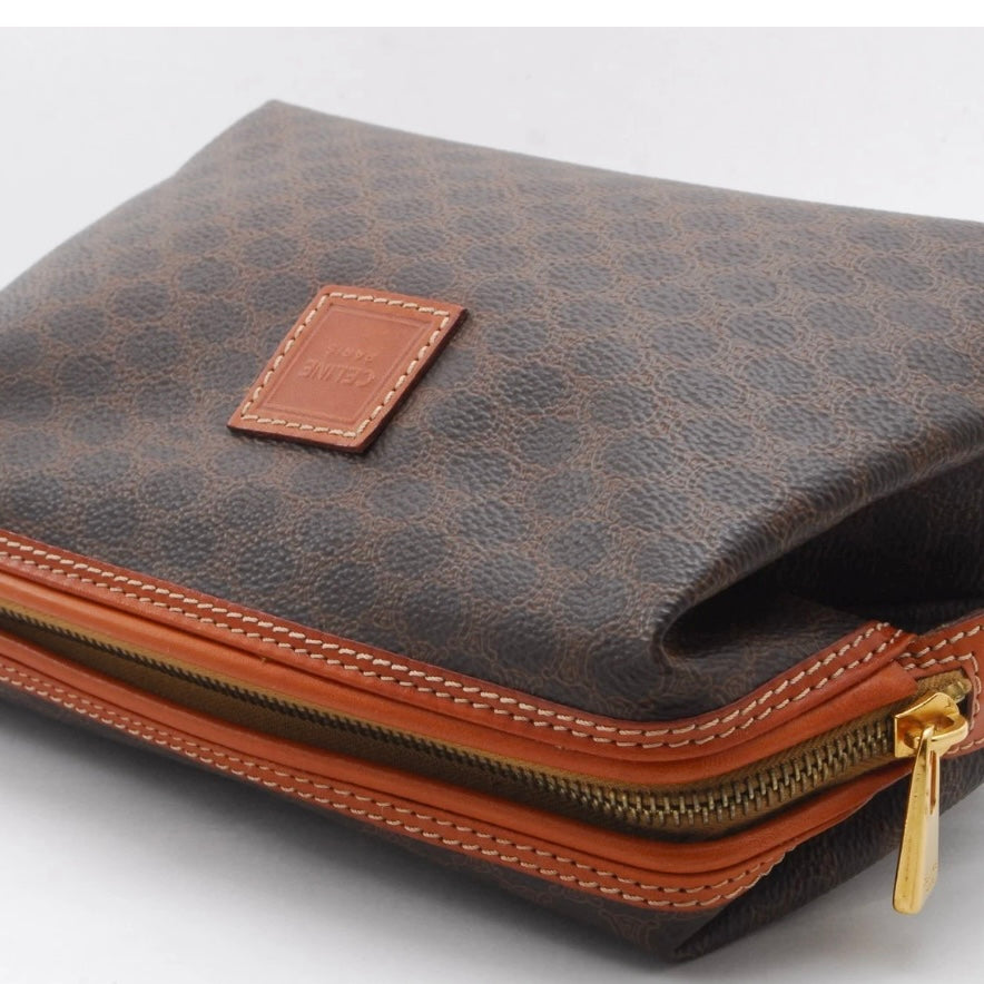 CELINE Macadam Clutch Bag/ Cosmetic Pouch