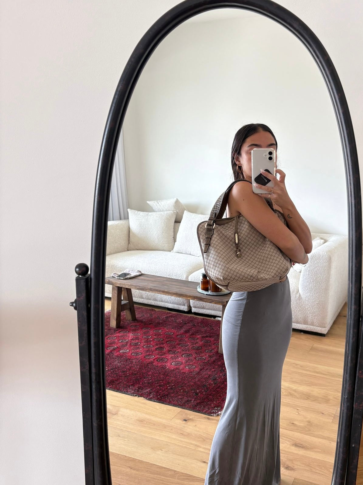 CELINE Macadam Bitter Sweet Canvas Leather Tote Bag - Beige Khaki, Canvas, Leather