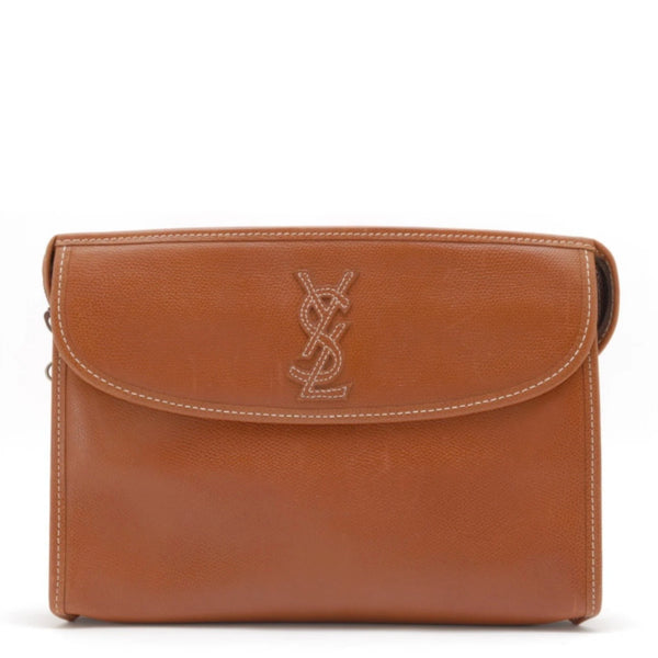 Saint Laurent Yves Vintage Stitch Crutch Bag - Brown, Leather