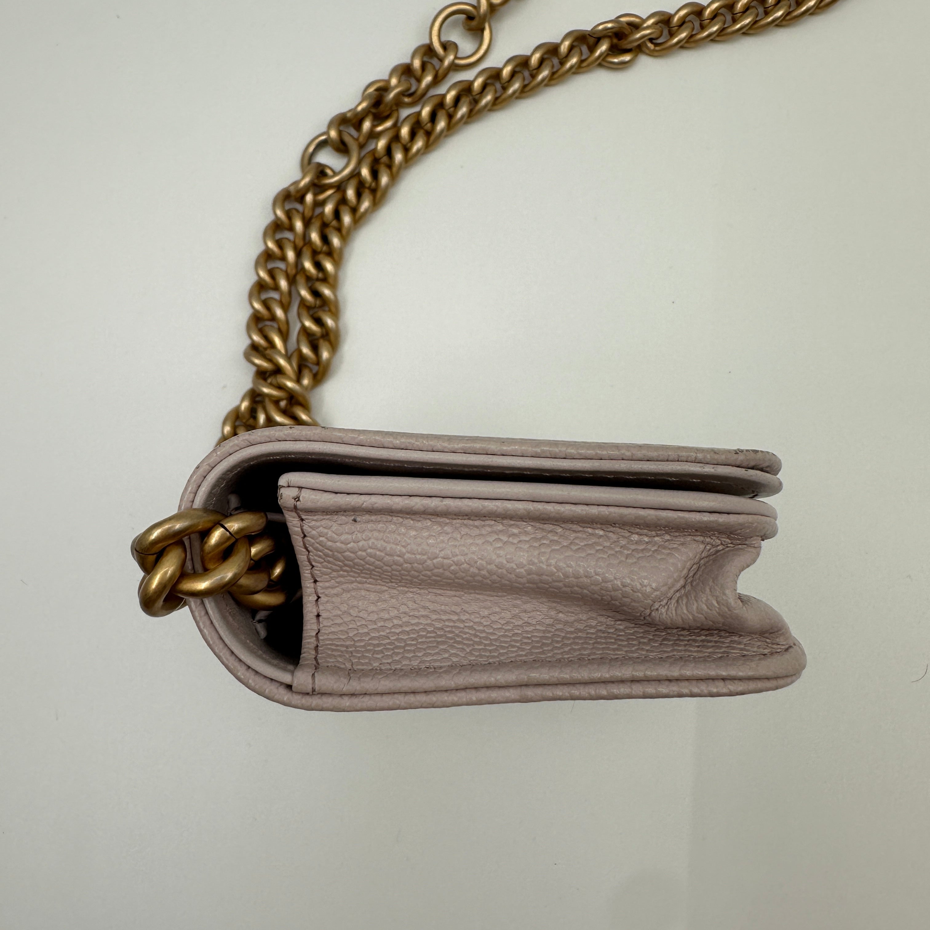 Chevron Boy Chanel Chain Shoulder Bag Calfskin Pink