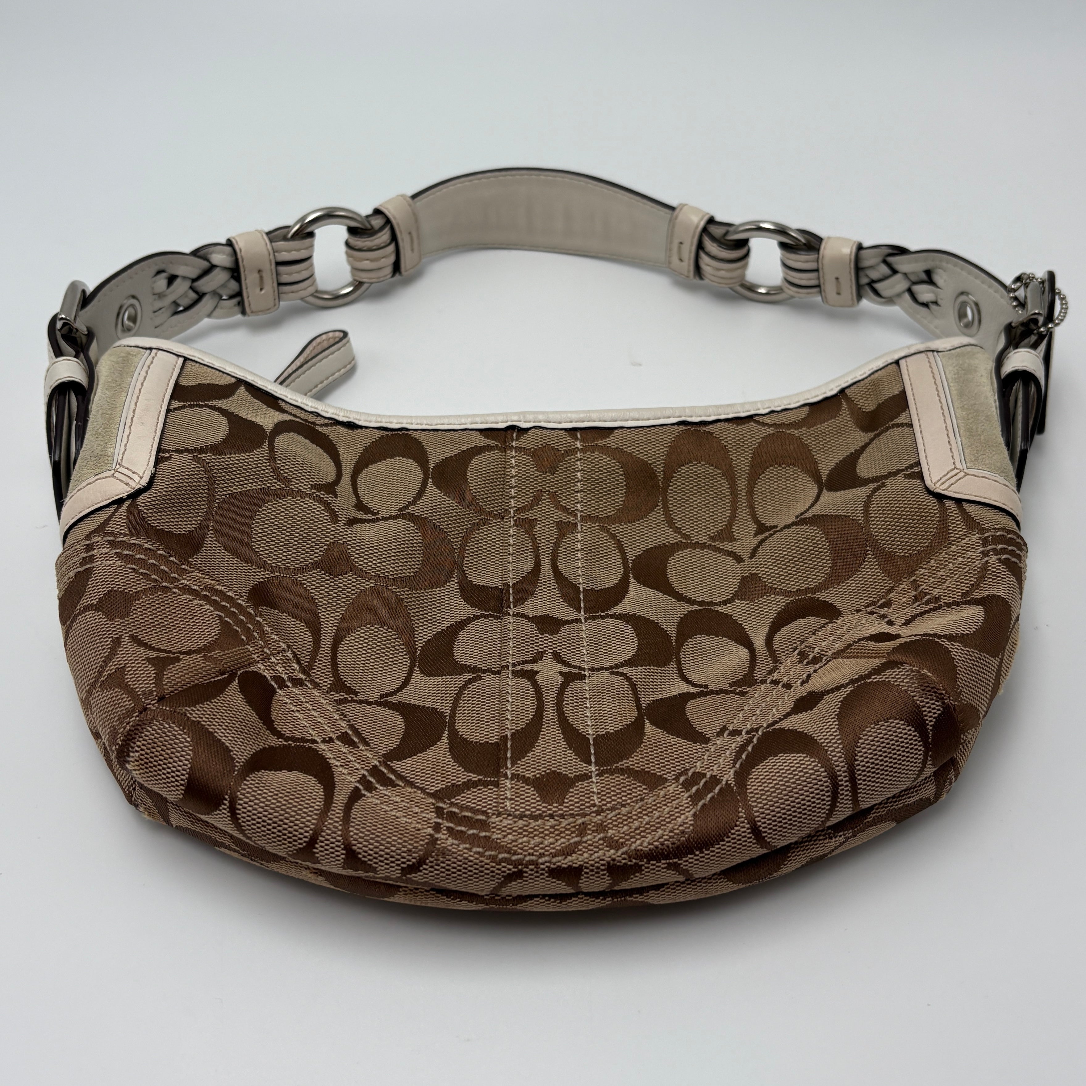 Coach Signature white hobo bag