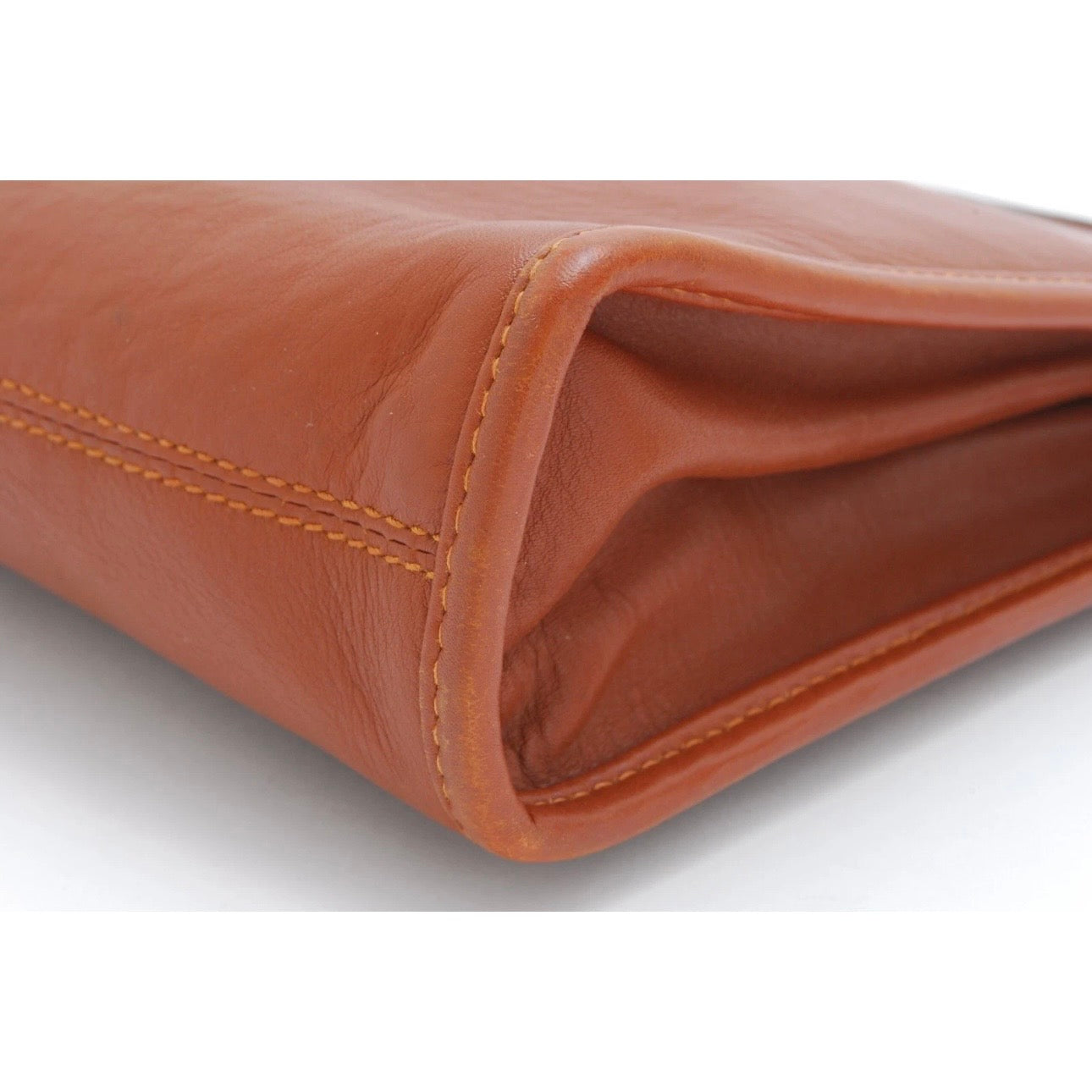 CELINE Clutch Bag Macadam Brown Leather Vintage