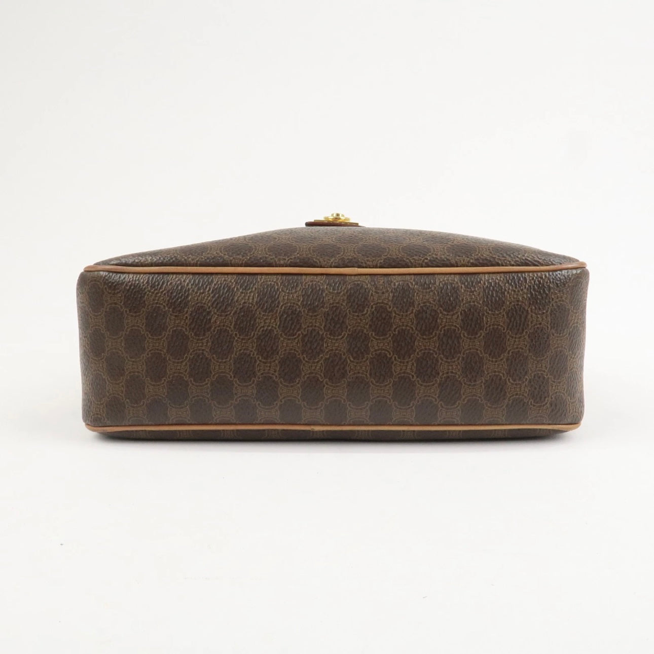 CELINE Macadam Leather Shoulder Bag Beige Brown Gold