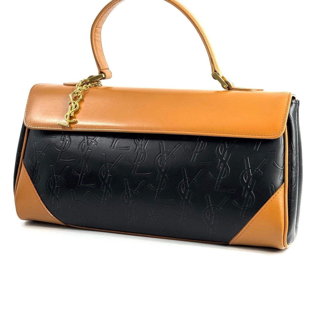 Yves Saint Laurent Leather Hand Bag black brown- Vintage YSL
