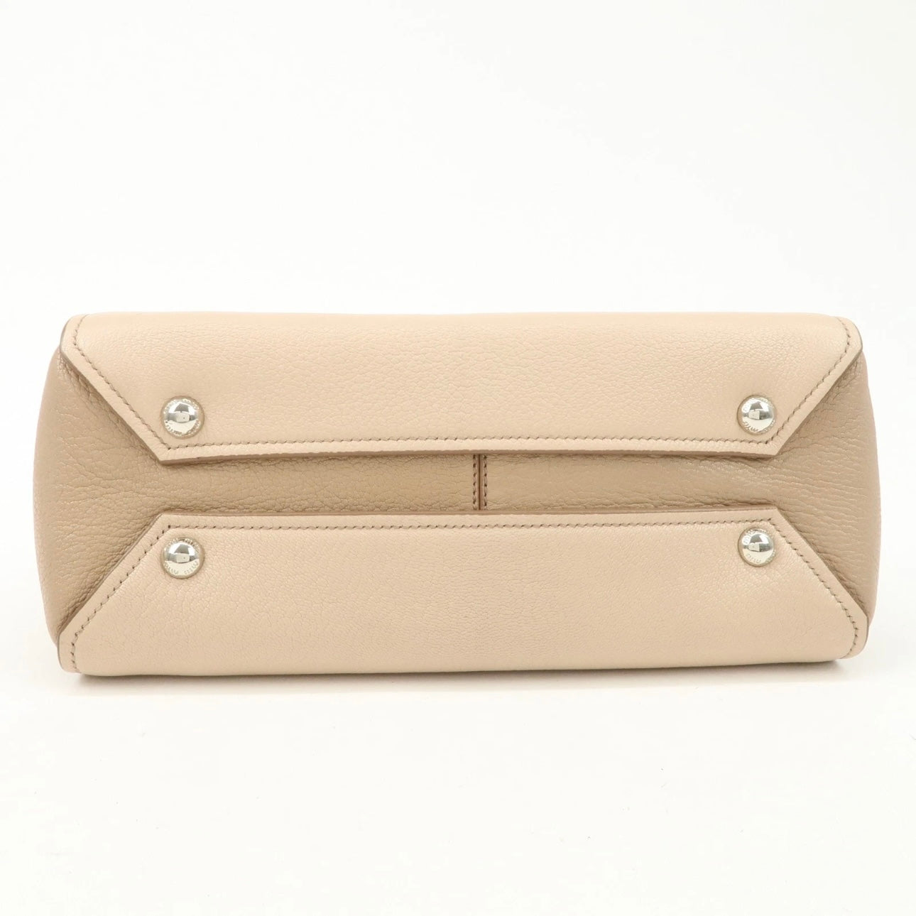 MIU MIU Leather 2Way Hand Bag Beige Pink Beige