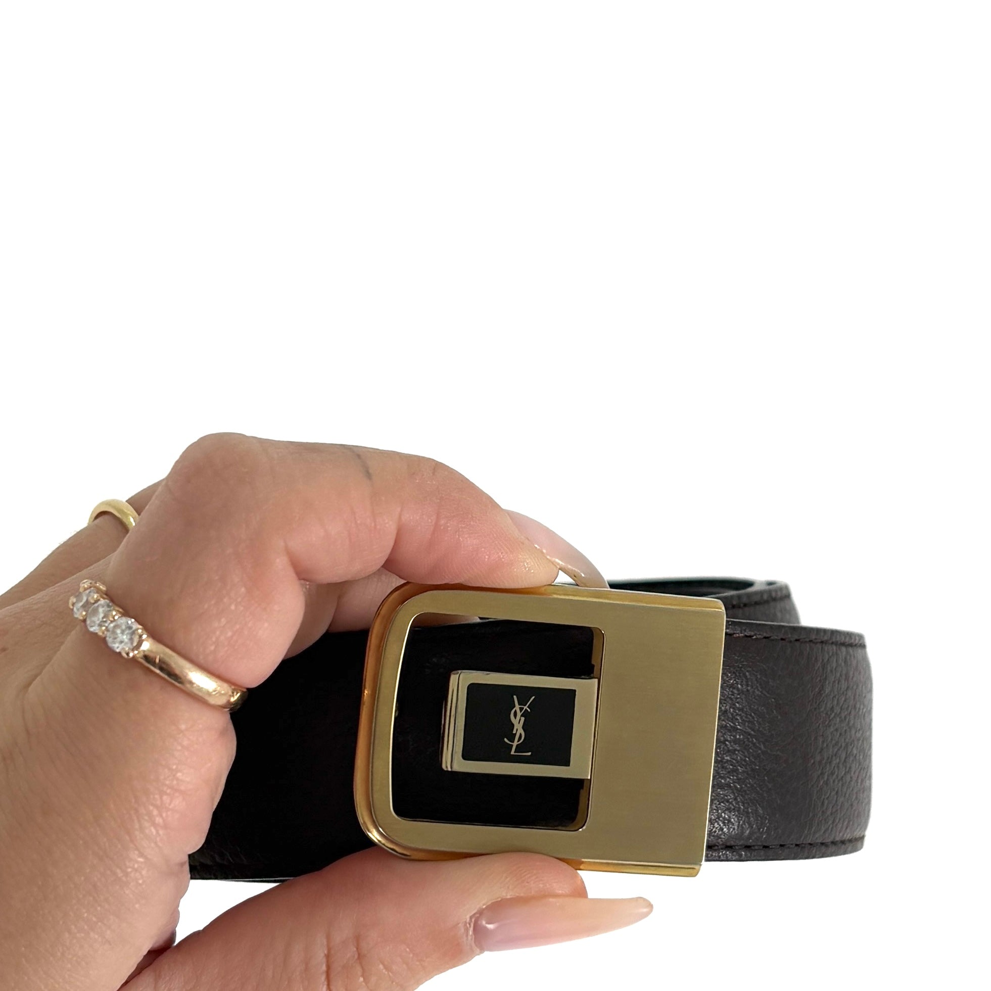 Saint Laurent Brown Leather Belt