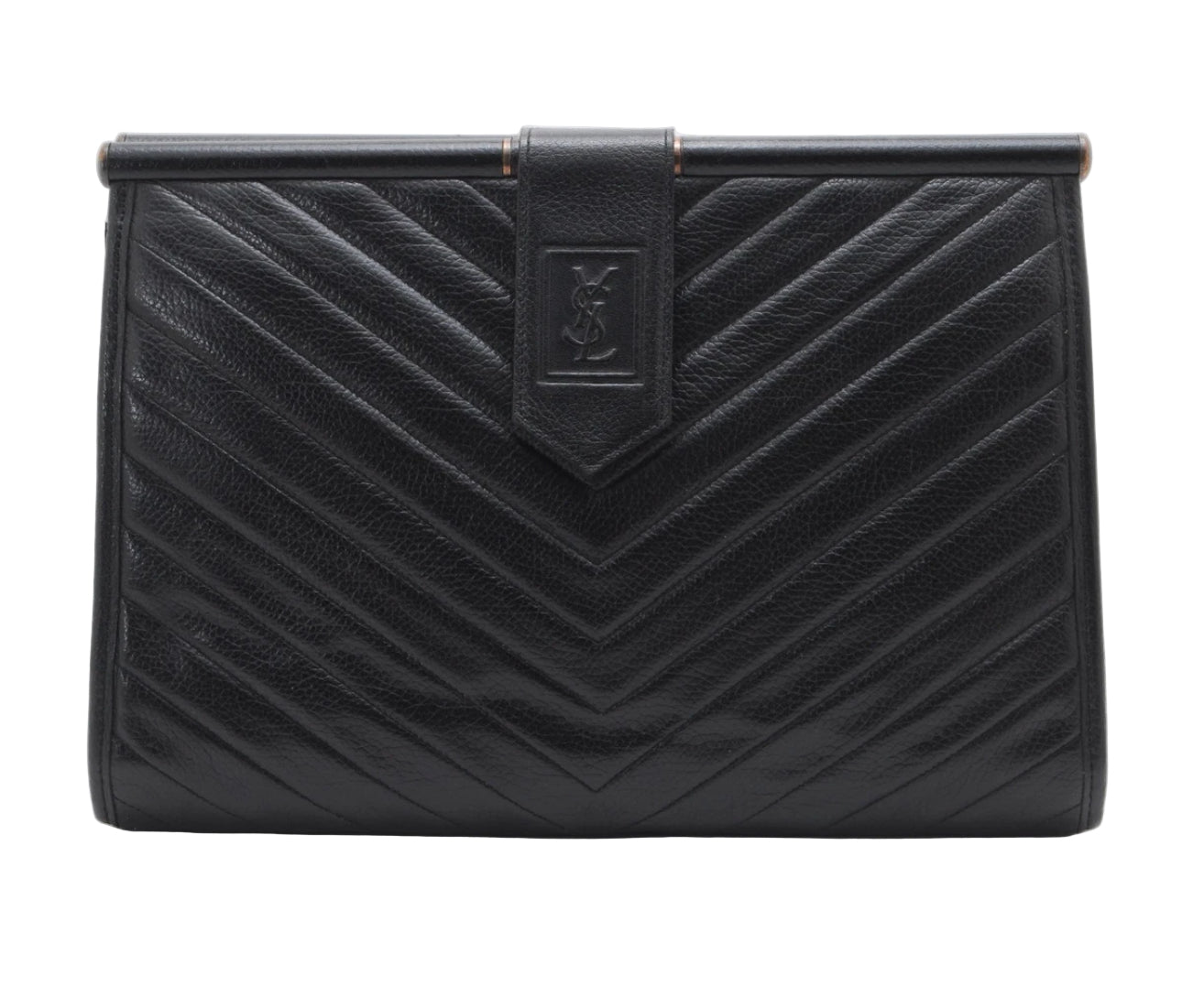 Saint Laurent black leather clutch