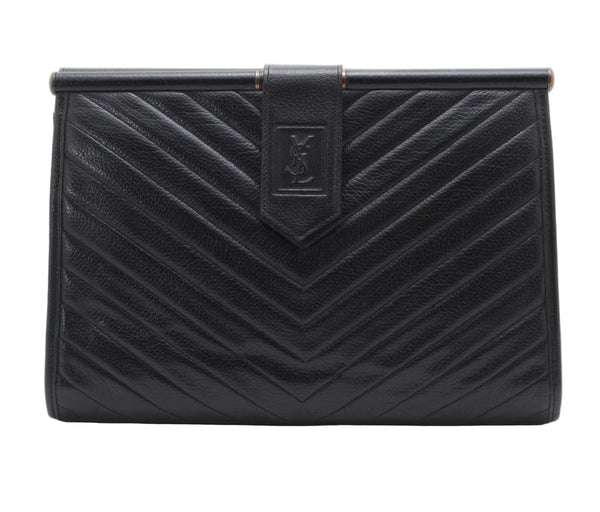 Saint Laurent black leather clutch