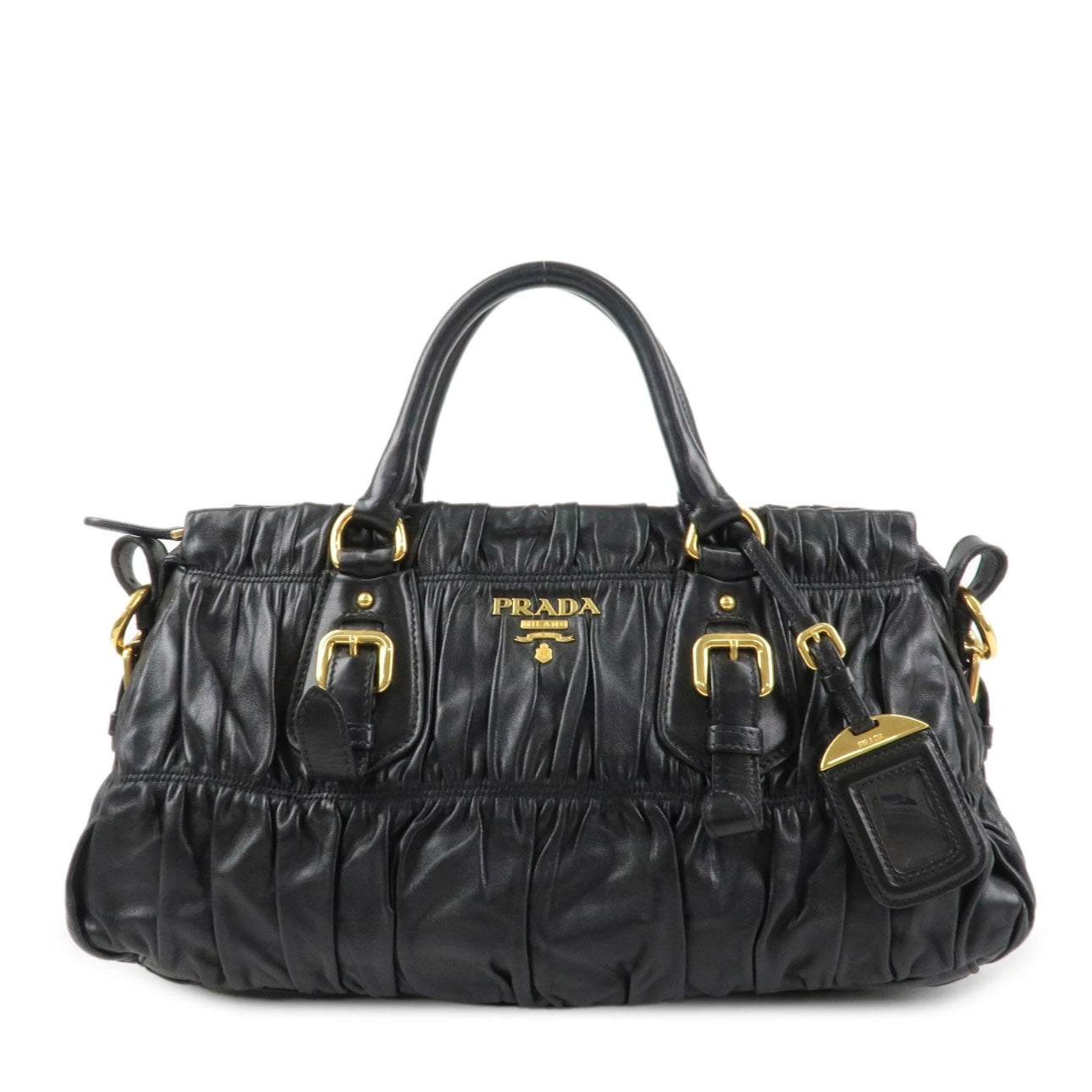 PRADA Black Leather 2WAY Tote Bag