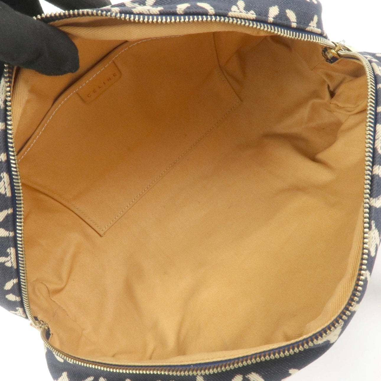 CELINE C Macadam Canvas Leather Shoulder Bag Navy