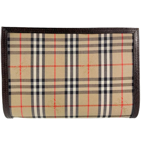 Burberry Leather Fabric Leather Nova Check Clutch