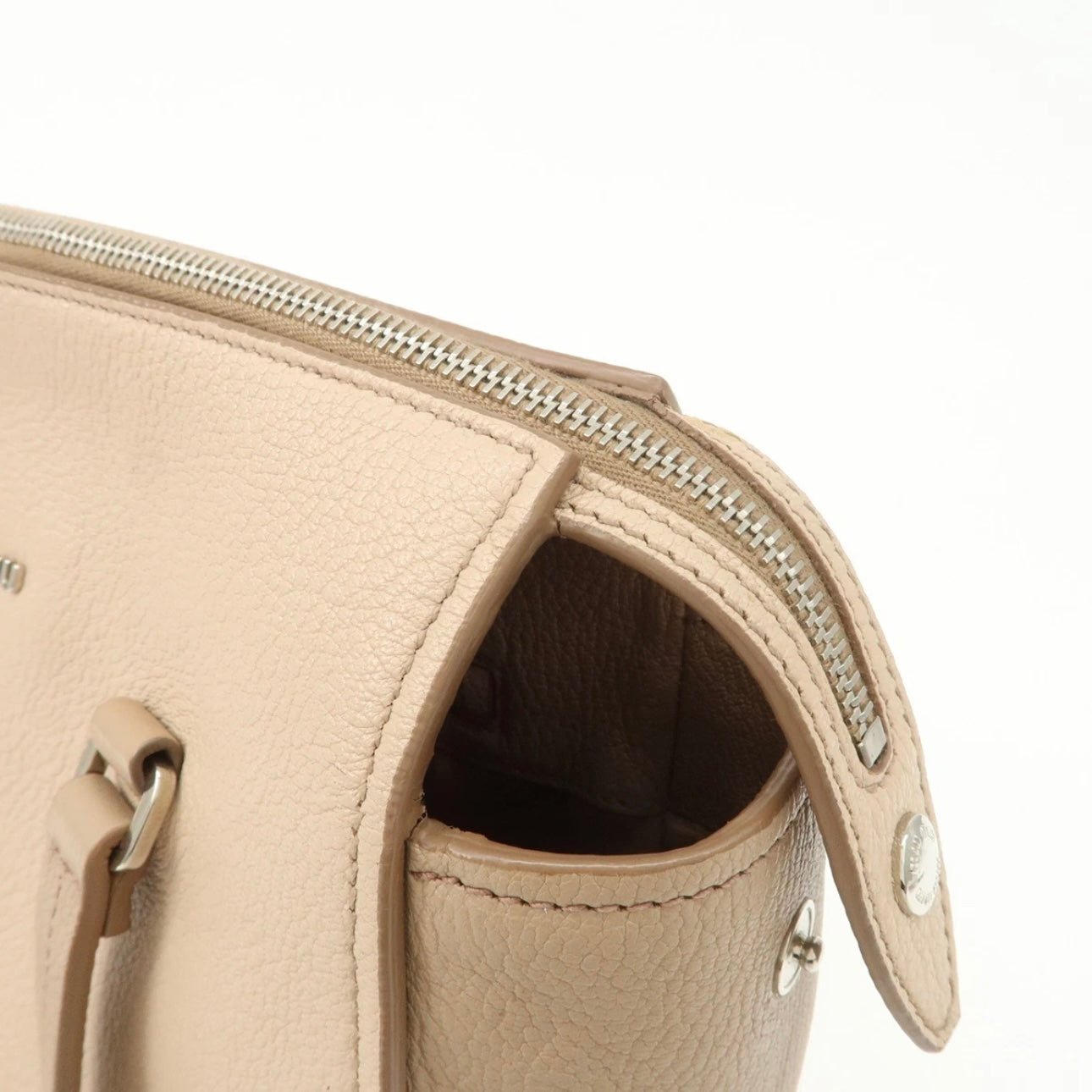 MIU MIU Leather 2Way Hand Bag Beige Pink Beige