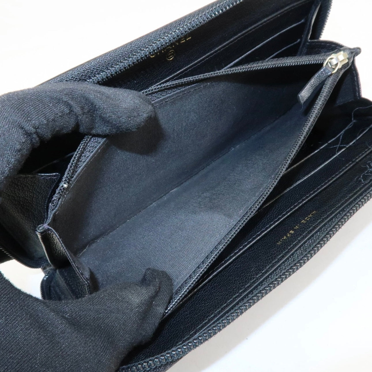 CHANEL Leather Bi-Fold Long Wallet
