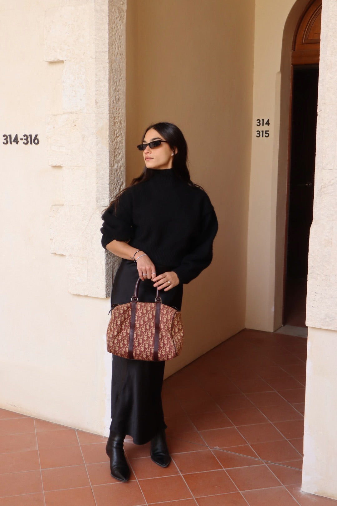 Christian Dior Trotter Boston Bag Burgundy