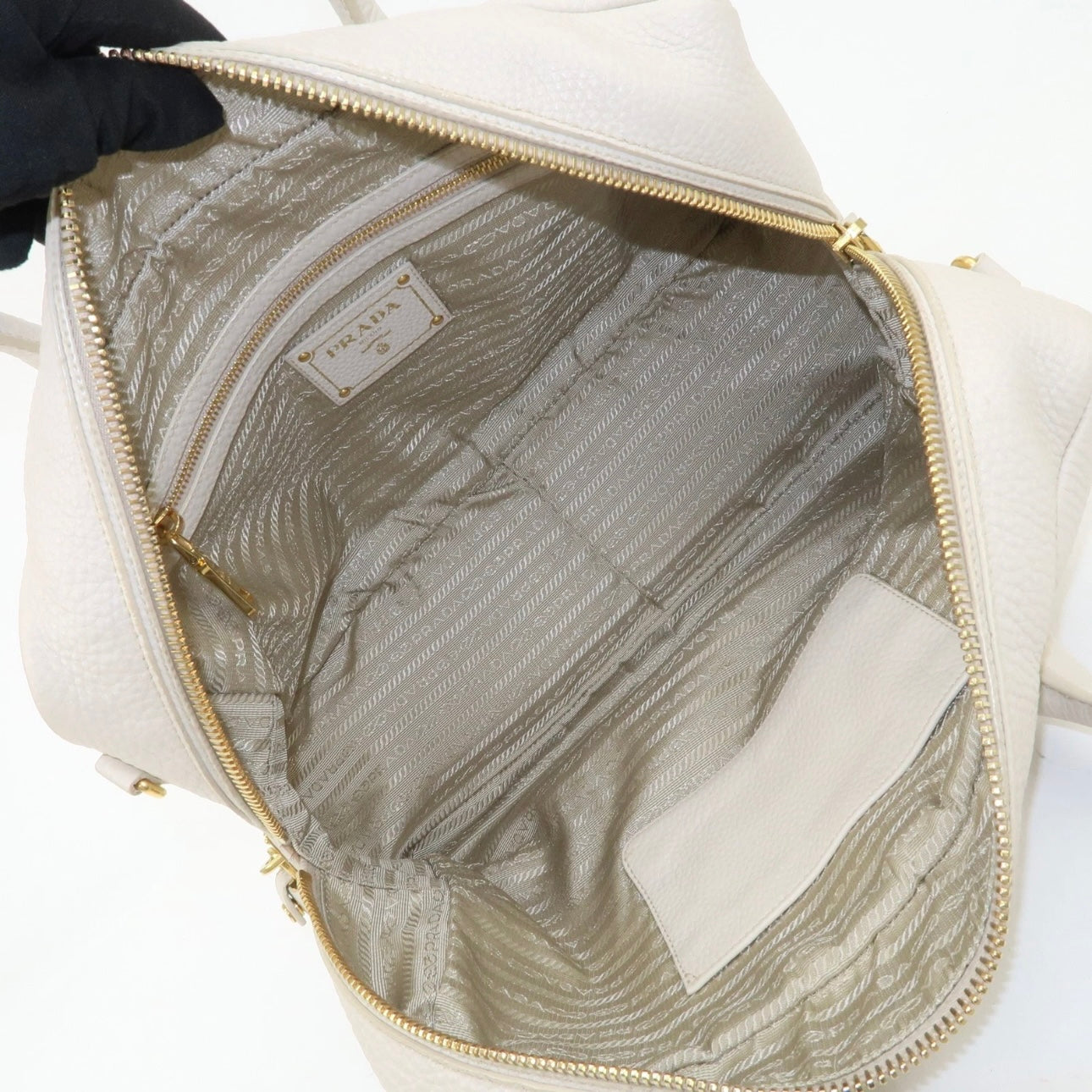 Prada Boston Hand Bag - Ivory, Leather
