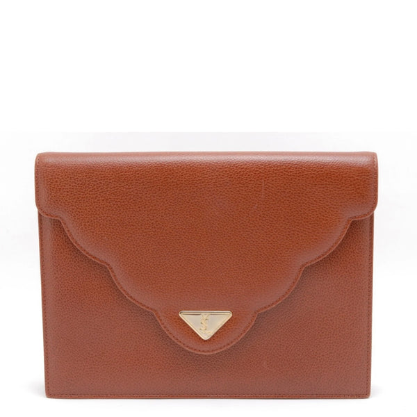 Saint Laurent Yves Saint Laurent Envelope Clutch Bag - Brown, Leather