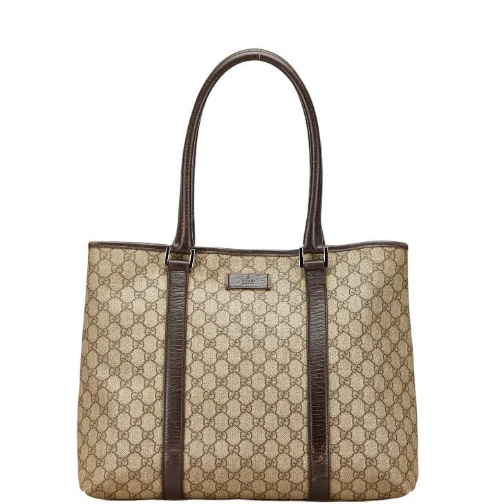 Gucci GG Supreme Tote Bag - Beige Brown, PVC