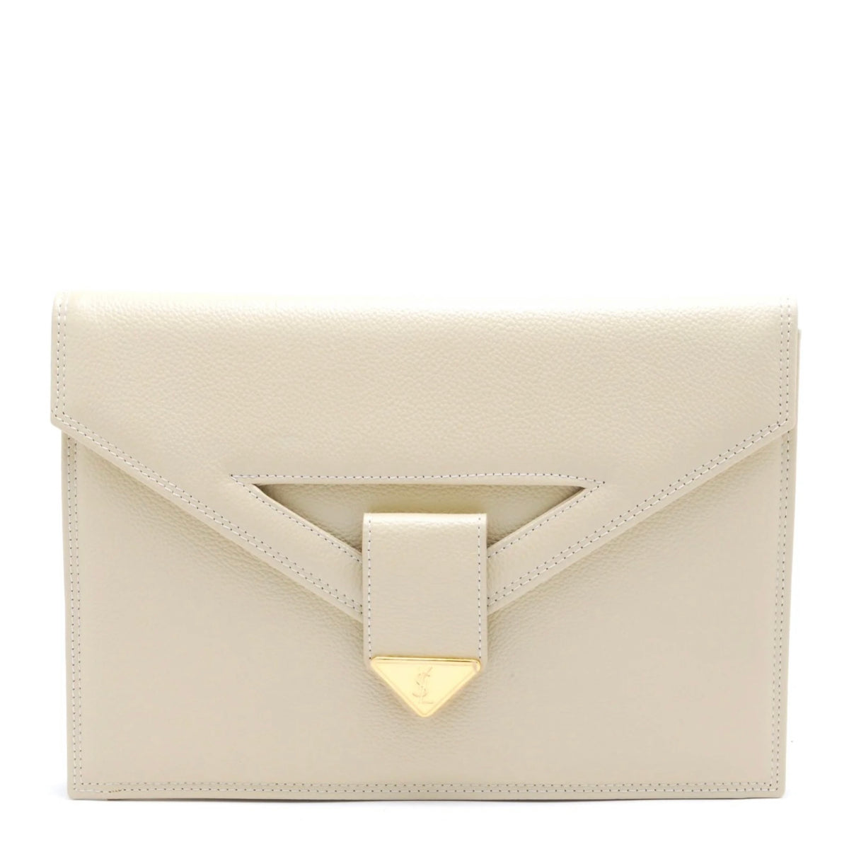 Saint Laurent Yves Saint Laurent Envelope Clutch Bag - Beige, Leather