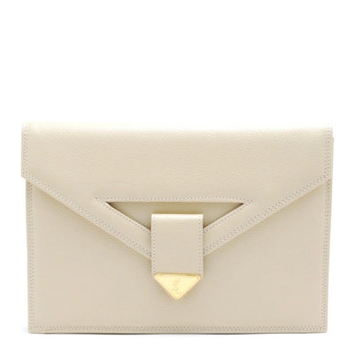 Saint Laurent Yves Saint Laurent Envelope Clutch Bag - Beige, Leather