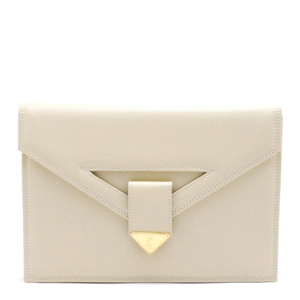 Saint Laurent Yves Saint Laurent Envelope Clutch Bag - Beige, Leather
