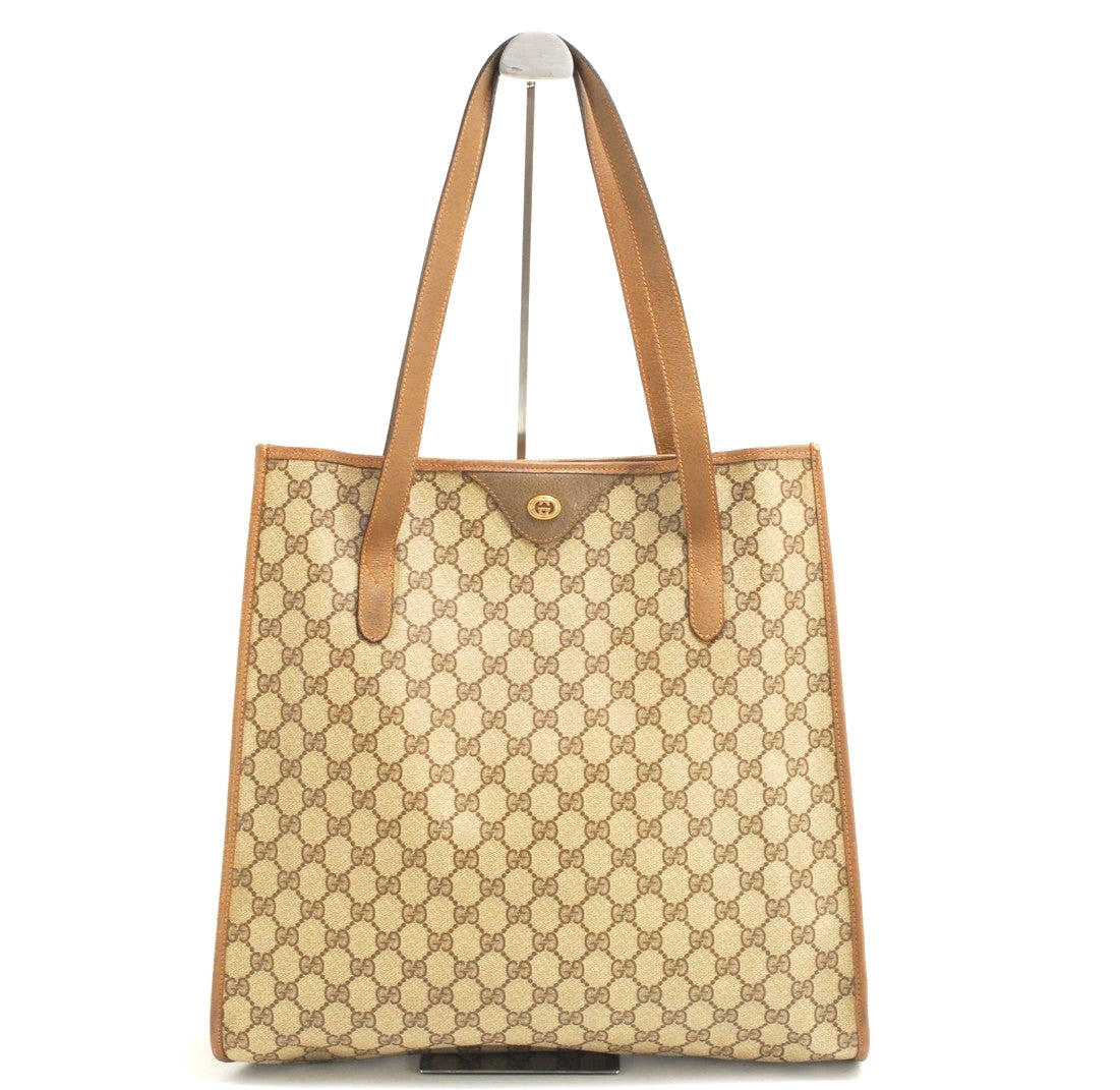 Gucci GG Supreme Tote Shoulder Bag - Brown, PVC