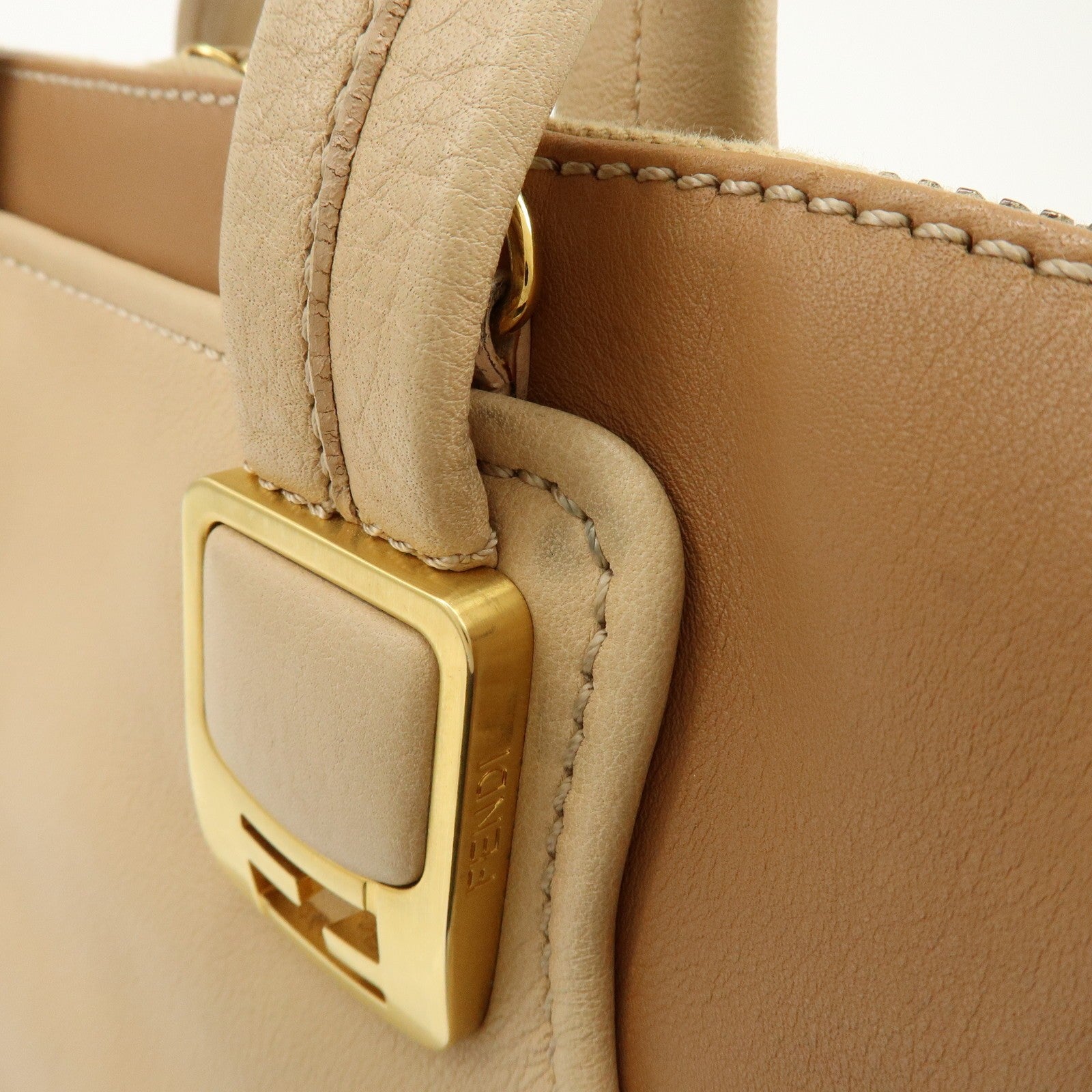 Fendi Hand Bag - Beige, Leather