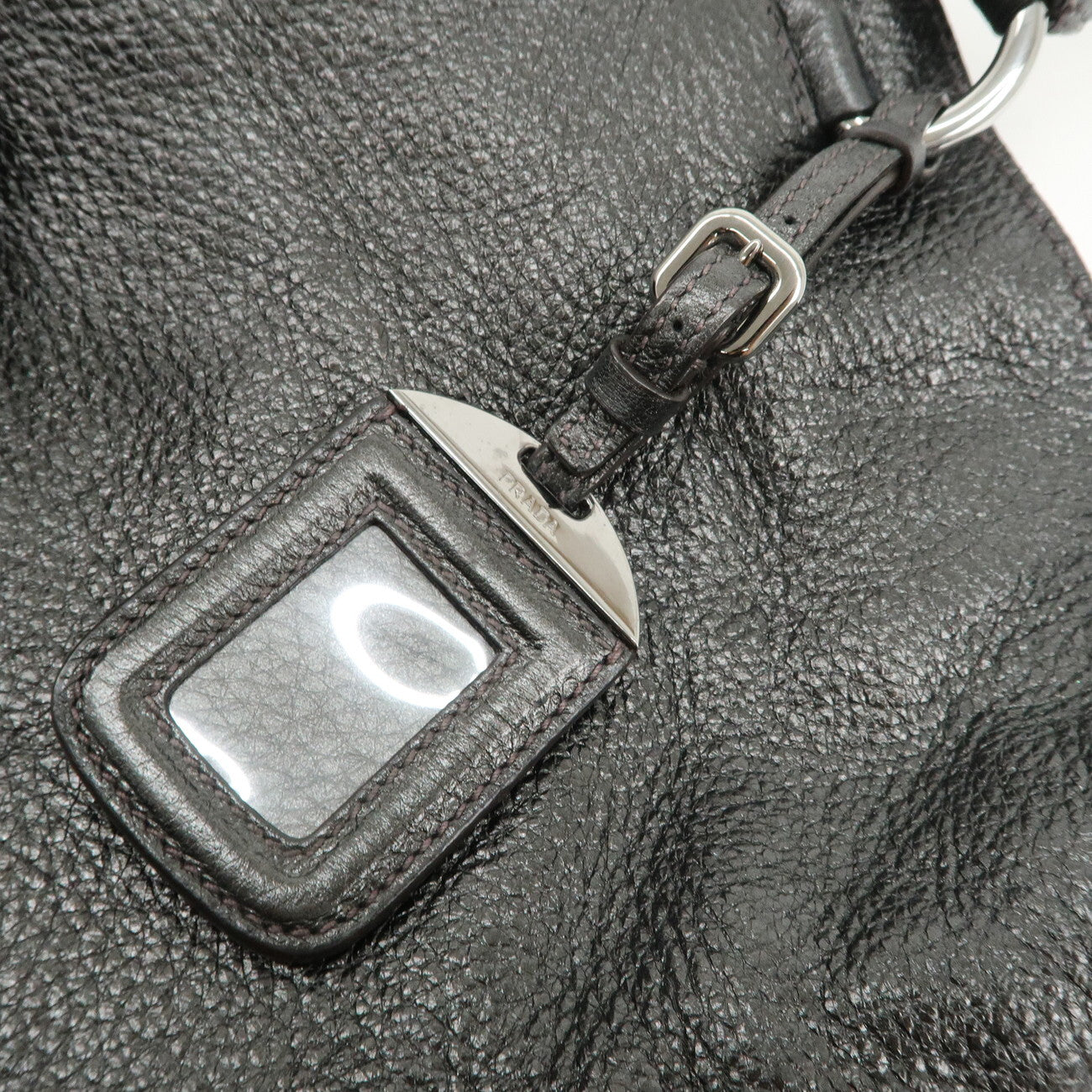 PRADA Leather 2 Way Tote Bag - Metallic Gray, Leather