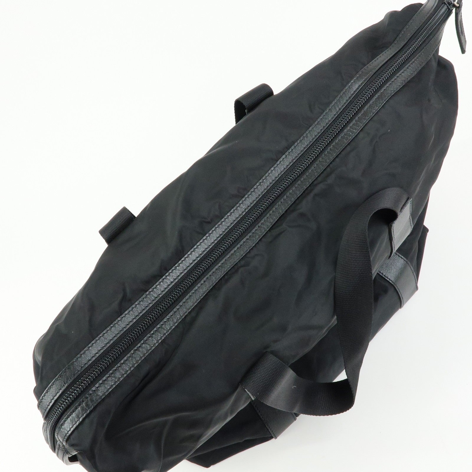 Prada Triangle Logo Boston Hand Bag - Black, Nylon 