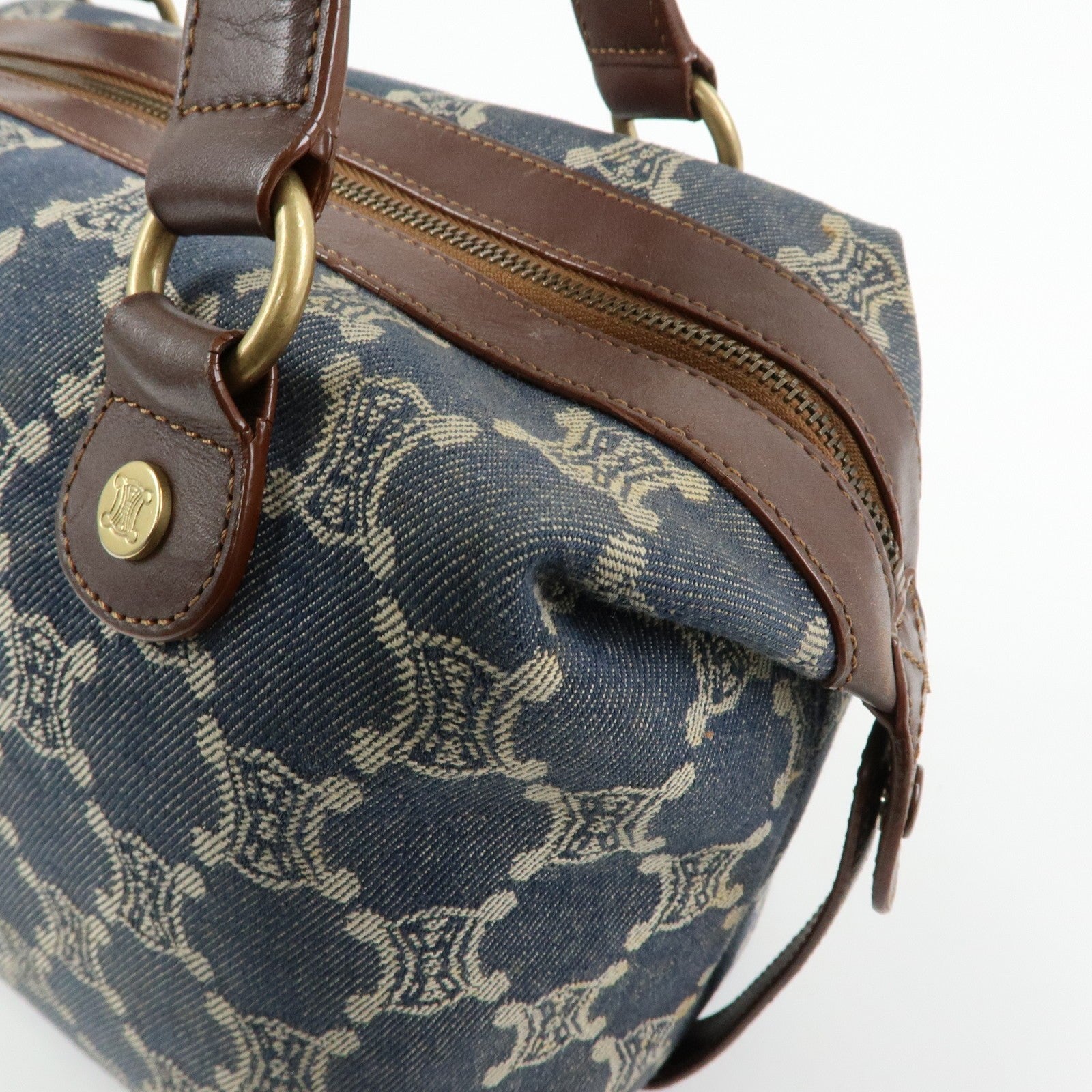 Celine Macadam Shoulder Bag - Blue, Denim and Leather