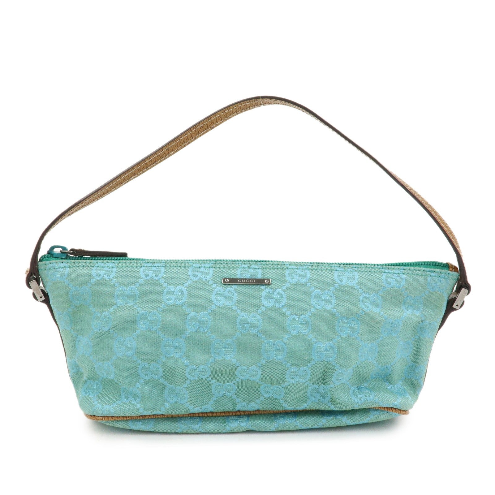 Gucci Boat Hand Bag - Light Blue, GG Canvas, Leather